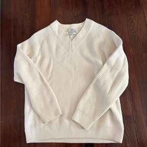 COS Men's V-Neck Sweater in Cream